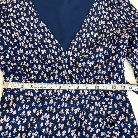 Likely Floral Faux Wrap Ruffle Casimira Mini Length Dress Blue and White Size 4 - Picture 10 of 14